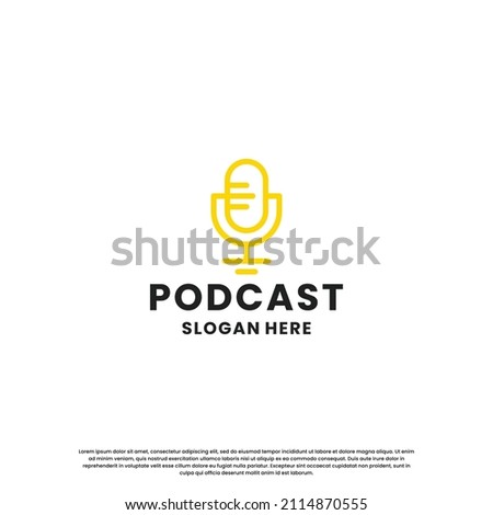 podcast talk logo design. microphone with talk combine