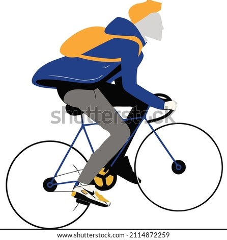 Flat design man riding cycling vector illustration