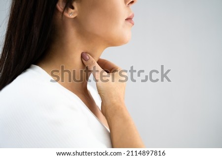 Neck And Throat Pain From Laryngitis Disease Royalty-Free Stock Photo #2114897816