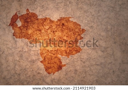 map of venezuela on a old ancient vintage crack paper background