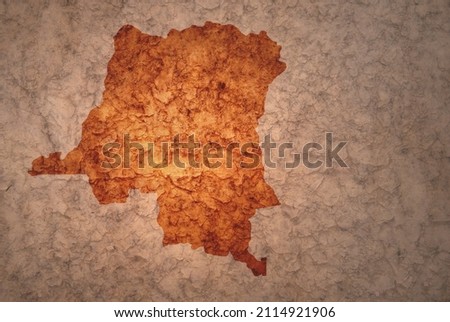 map of democratic republic of the congo on a old ancient vintage crack paper background