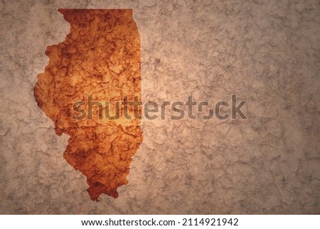 map of illinois state on a old ancient vintage crack paper background