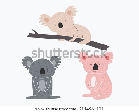  cartoon koala set. vector illustration
