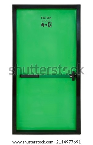 Emergency exit door isolated on white background