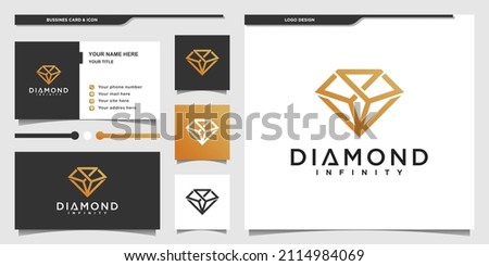 Diamond infinty logo with infinity outline art style Premium Vector