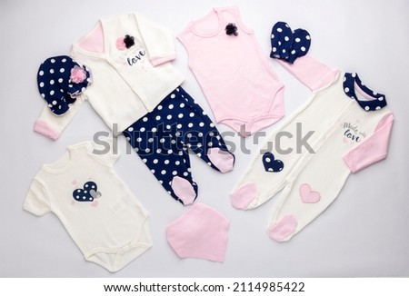 Set of newborn clothes and accessories.baby cloth concept.