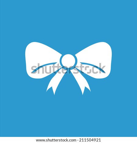 festive bow icon, isolated, white on the blue background. Exclusive Symbols 