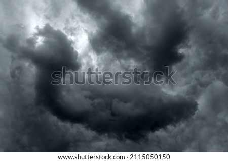 Unusual storm clouds. Dark dramatic thunderclouds