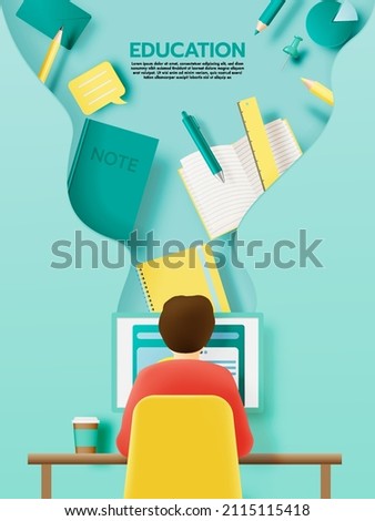 Student prepare to off to college with various school supplies in pastel color scheme vector illustration