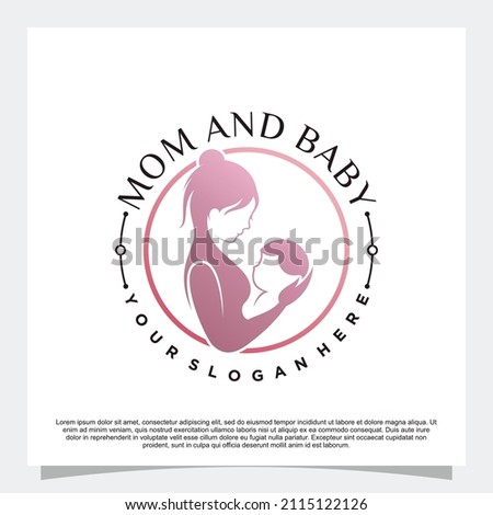 Mom and baby logo design with modern concept Premium Vector