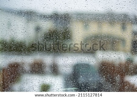 Close up macro view of raindrops on window pane. Beautiful  backgrounds of nature. Sweden.