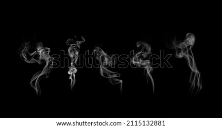 Set of white smoke group on black background