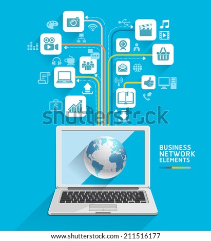 Business computer network. Can be used for workflow layout, banner, diagram, web design, infographic template. 