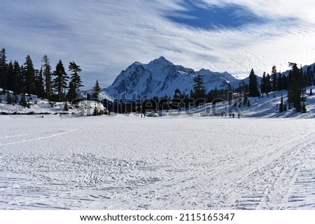 Snowy Mount Shuksan in winter in beautiful North Cascades National Park, Pacific Northwest, USA Royalty-Free Stock Photo #2115165347