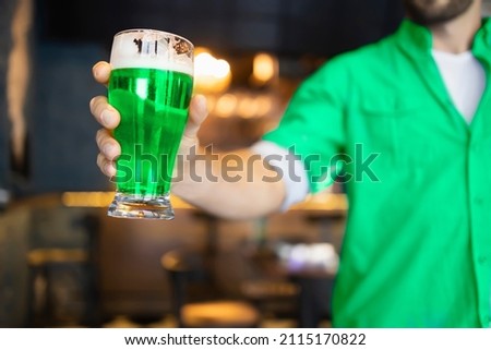 Brightly colored beer for the St. Patrick's Day Royalty-Free Stock Photo #2115170822