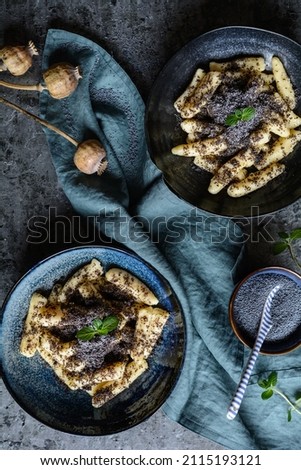 Sulance, potato dumplings with poppy seed, delicious traditional Slovak dessert