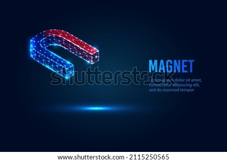 A futuristic low-poly magnet consisting of luminous lines. Royalty-Free Stock Photo #2115250565