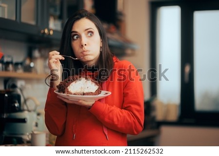 
Funny Woman Feeling Guilty Eating Cake Cheating Diet. Tired girlfriend listening to her boring date feeling somnolent
 Royalty-Free Stock Photo #2115262532