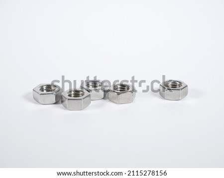 Small hex nut, close up photo