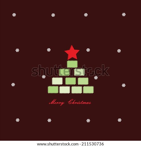Abstract christmas tree holiday star greeting card