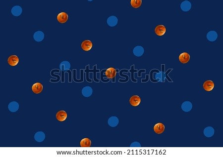 Colorful fruit pattern of fresh pumpkins on blue background. Top view. Flat lay. Pop art design