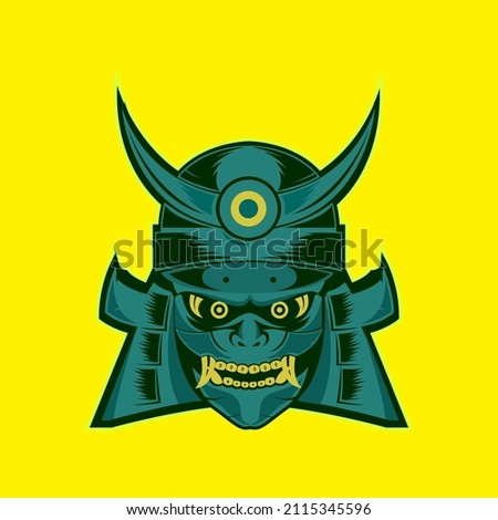 colorful mask samurai warrior logo design, vector graphic symbol icon sign illustration