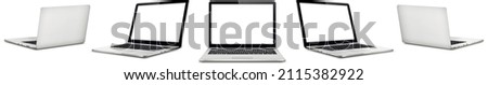 Laptop front and back side mock up isolated Royalty-Free Stock Photo #2115382922