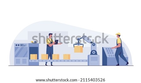Engineer working with interactive interface. Smart industry, innovative manufacturing. Royalty-Free Stock Photo #2115403526