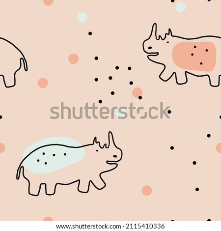 Safari animals simple line drawing nursery seamless pattern for creating cute scandinavian kids room textile and baby clothing