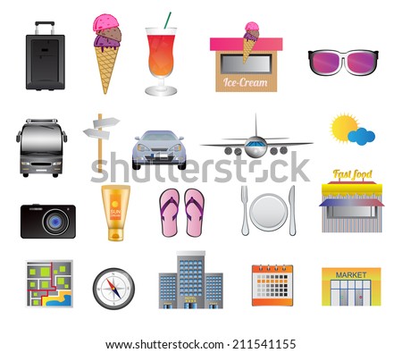Set of travel and holiday icons
