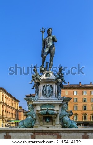 The Fountain of Neptune is a monumental fountain located in the eponymous square, Piazza del Nettuno, next to Piazza Maggiore, in Bologna, Italy Royalty-Free Stock Photo #2115414179