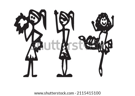 the unique character of a group of children. simple illustration image