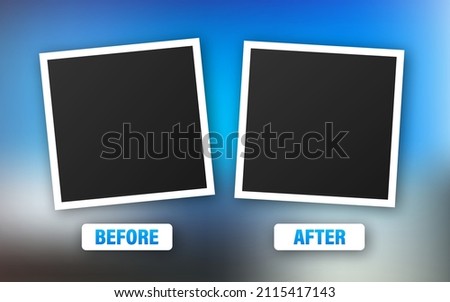 Colorful before and after frames. Vector illustration. Vector template. Design template. Royalty-Free Stock Photo #2115417143