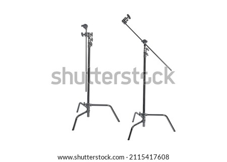 C STAND. CENTURY STAND. STUDIO LIGHTING STAND WITH EXTENSION ARM AND GRIP HEAD for Strobes Flashes Monoblocks and Background Support. Photographic Studio Lighting Equipment Grip. Clipping Path in JPEG
