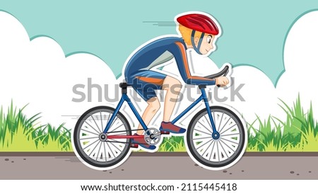 Thumbnail design with Cyclist riding a bicycle illustration