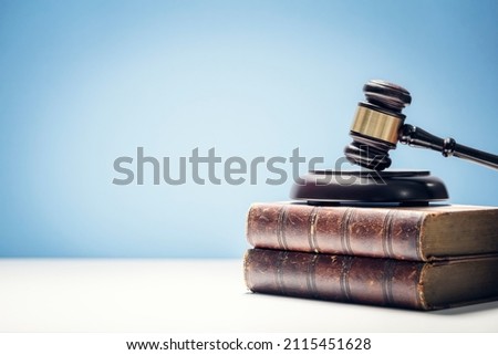 Judge gavel and law books in court, law and justice background concept with copy space Royalty-Free Stock Photo #2115451628