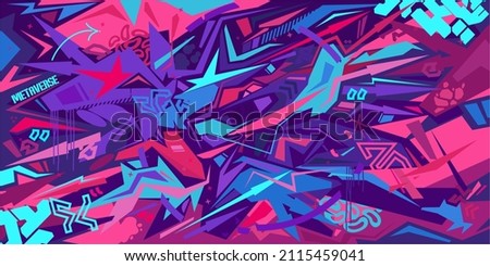 Metaverse Cyber Colorful Abstract Urban Street Art Graffiti Style Vector Illustration Template Background Royalty-Free Stock Photo #2115459041
