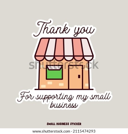 Creative logo for small business owners. thank you for shopping small quote. Vector illustration. Flat design