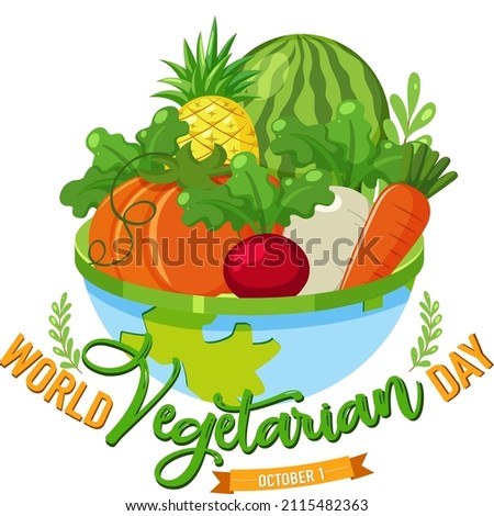 World Vegetarian Day logo with vegetable and fruit illustration