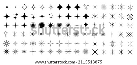 Cool Sparkle Icons Collection. Shine Effect Sign Vector Design. Set of Star Shapes. Magic Symbols. Royalty-Free Stock Photo #2115513875