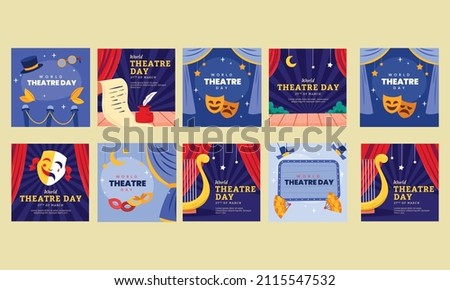world theatre day social media post vector flat design Royalty-Free Stock Photo #2115547532