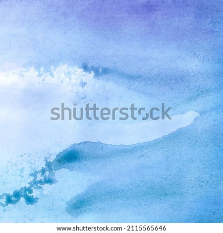 Light blue green purple pink abstract watercolor. Hand drawn. Beautiful artistic teal background with space for design. Wave, water, aqua, splash, marine, aquatic. Template.