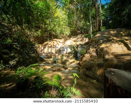 High dynamic range picture of Srisangwan waterfall with slow flowing stream