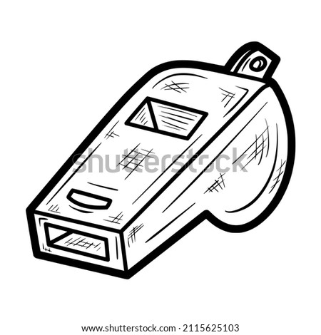simple referee whistle outline illustration logo vector icon