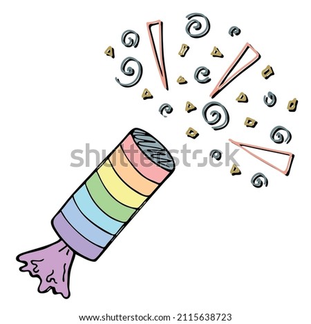 Vector hand drawn firework clip art. Cute colorful illustration isolated on white background. For greeting cards, print, web, design, decor.