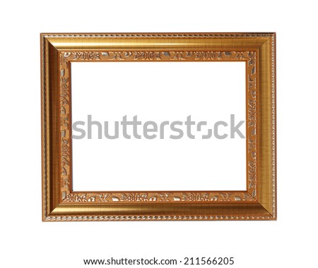 Golden frame on the white background 