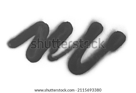 Black spray stain in shape curve line isolated on white, photo with clipping path Royalty-Free Stock Photo #2115693380