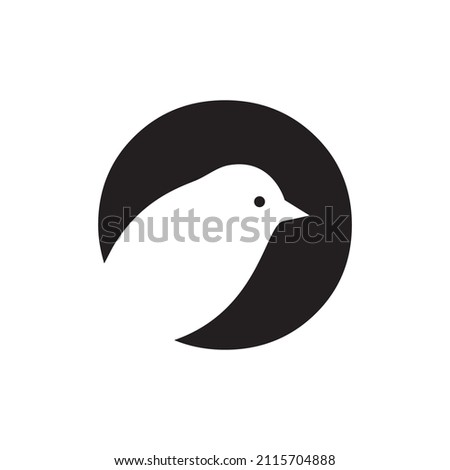 negative space circle with little bird logo design, vector graphic symbol icon sign illustration 