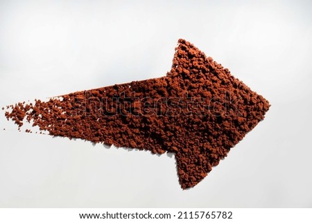 traffic sign, right turn sign from coffee granules on white background 