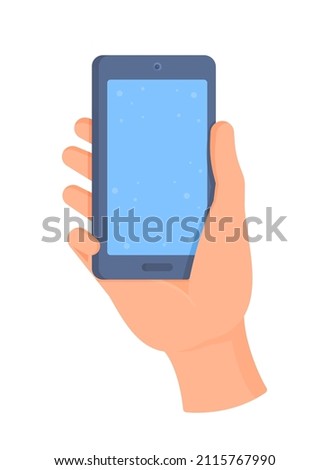 A human hand holds a smartphone. 